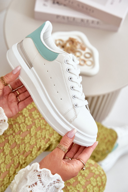 Zapatos bajos con plataforma en ecopiel Color blanco-verde Nevelena