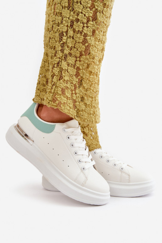 Zapatos bajos con plataforma en ecopiel Color blanco-verde Nevelena