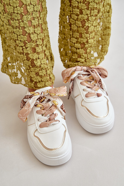 Zapatillas modelo Zapatos de Mujer con plataforma Con cordones decorativos en color blanco Mistra