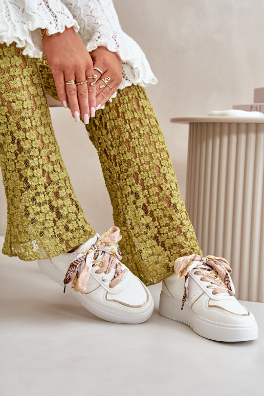 Zapatillas modelo Zapatos de Mujer con plataforma Con cordones decorativos en color blanco Mistra