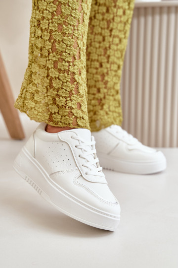 Zapatillas modelo Zapatos de Mujer con plataforma Con cordones decorativos en color blanco Mistra