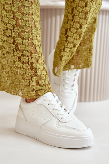 Zapatillas modelo Zapatos de Mujer con plataforma Con cordones decorativos en color blanco Mistra 2