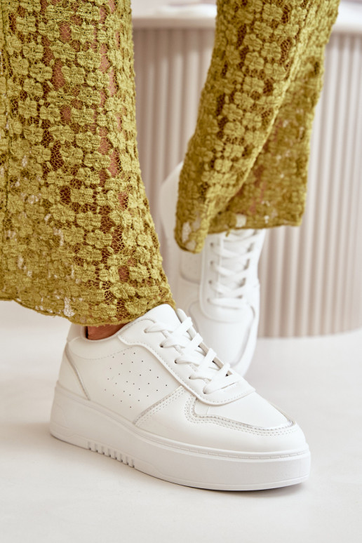 Zapatillas modelo Zapatos de Mujer con plataforma Con cordones decorativos en color blanco Mistra Zapatillas modelo Zapatos de Mujer con plataforma Con cordones decorativos en color blanco Mistra