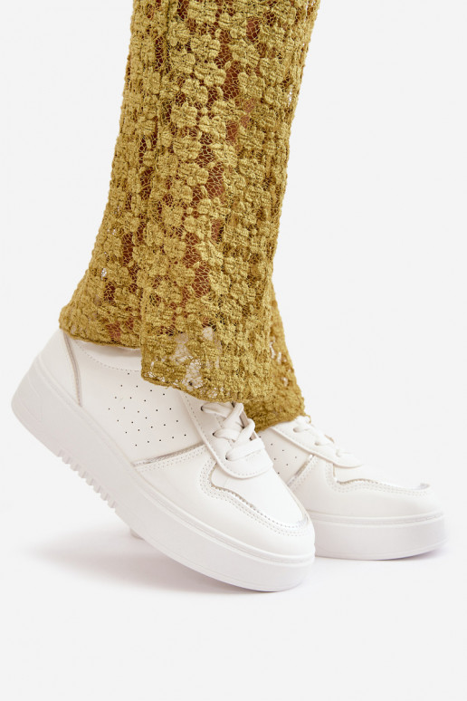 Zapatillas modelo Zapatos de Mujer con plataforma Con cordones decorativos en color blanco Mistra Zapatillas modelo Zapatos de Mujer con plataforma Con cordones decorativos en color blanco Mistra