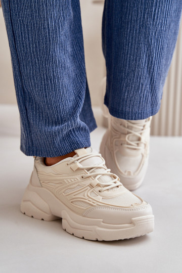 calzado deportivo Zapatillas modelo zapatos Mujer con suela maciza de moda marfil Lerista