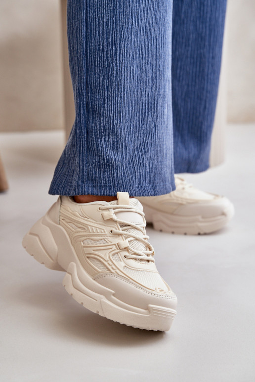 calzado deportivo Zapatillas modelo zapatos Mujer con suela maciza de moda marfil Lerista