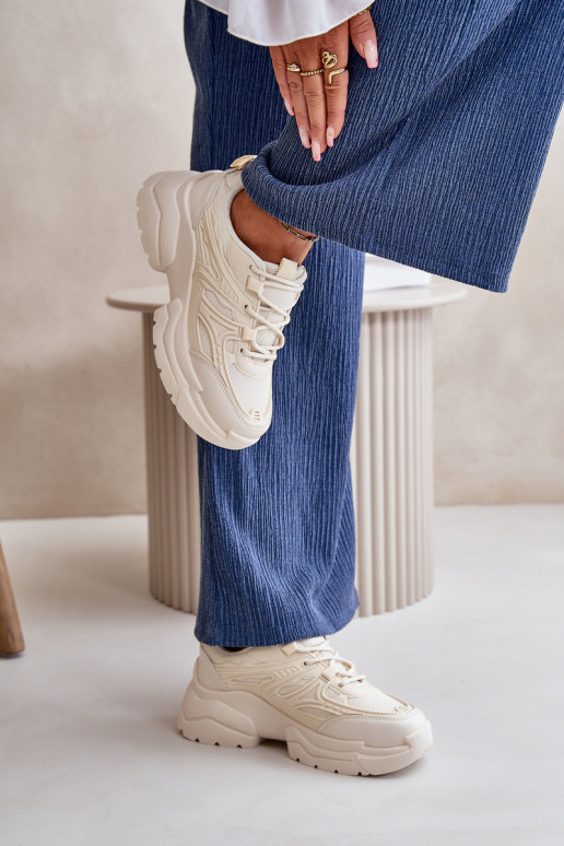 calzado deportivo Zapatillas modelo zapatos Mujer con suela maciza de moda marfil Lerista