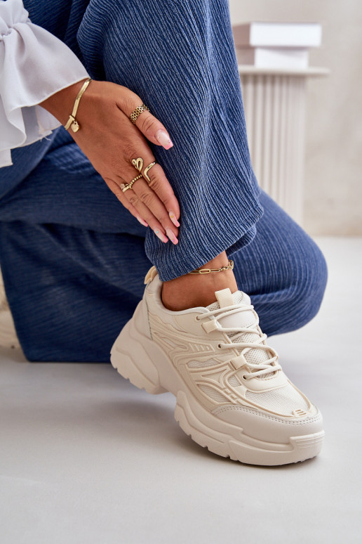 calzado deportivo Zapatillas modelo zapatos Mujer con suela maciza de moda marfil Lerista