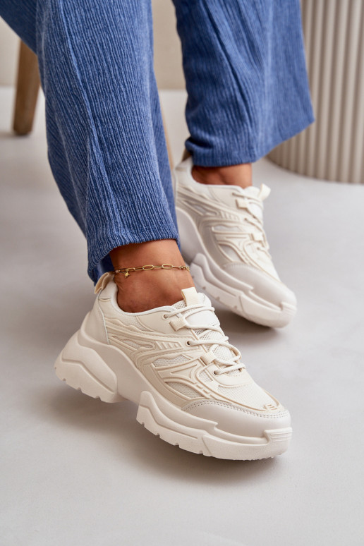 calzado deportivo Zapatillas modelo zapatos Mujer con suela maciza de moda marfil Lerista