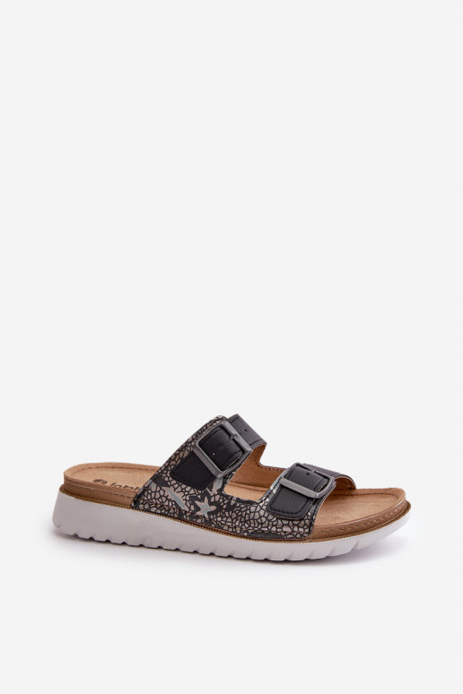 Femenino Zapatillas cómodas con hebillas Inblu CN000033 azul oscuro Femenino Zapatillas cómodas con hebillas Inblu CN000033 azul oscuro