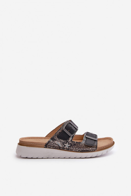 Femenino Zapatillas cómodas con hebillas Inblu CN000033 azul oscuro Femenino Zapatillas cómodas con hebillas Inblu CN000033 azul oscuro