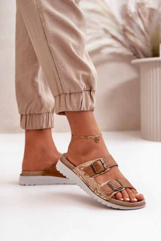 Femenino Zapatillas cómodas con hebillas Inblu CN000033 color marrón Femenino Zapatillas cómodas con hebillas Inblu CN000033 color marrón