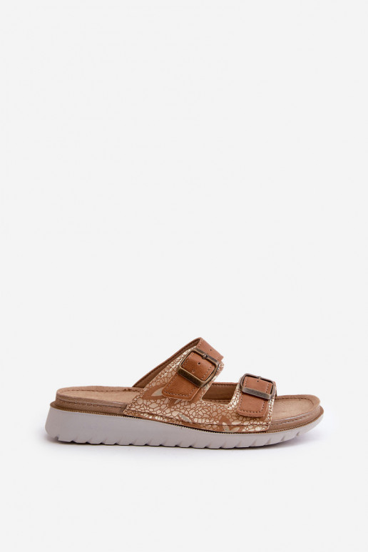 Femenino Zapatillas cómodas con hebillas Inblu CN000033 color marrón Femenino Zapatillas cómodas con hebillas Inblu CN000033 color marrón