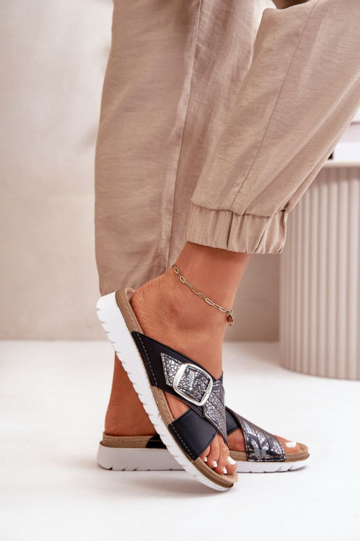 Zapatillas de mujer cómodas con hebillas Inblu CN000032 de color negro