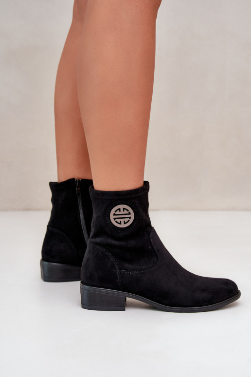 Botas de mujer Pegado Al castillo Con decoraciones Detalem de gamuza ecológicaoAe de color negro Lerioria Botas de mujer Pegado Al castillo Con decoraciones Detalem de gamuza ecológicaoAe de color negro Lerioria