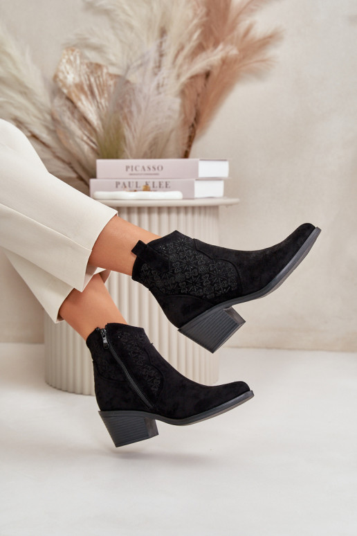 Botas caladas estilo vaquero Al castillo de gamuza ecológicaoAe de color negro S.Barski HY42-944 Botas caladas estilo vaquero Al castillo de gamuza ecológicaoAe de color negro S.Barski HY42-944