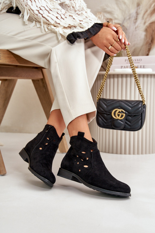 Botas de mujer con elementos calados Al castillo de color negro S.Barski HY42-081 Botas de mujer con elementos calados Al castillo de color negro S.Barski HY42-081