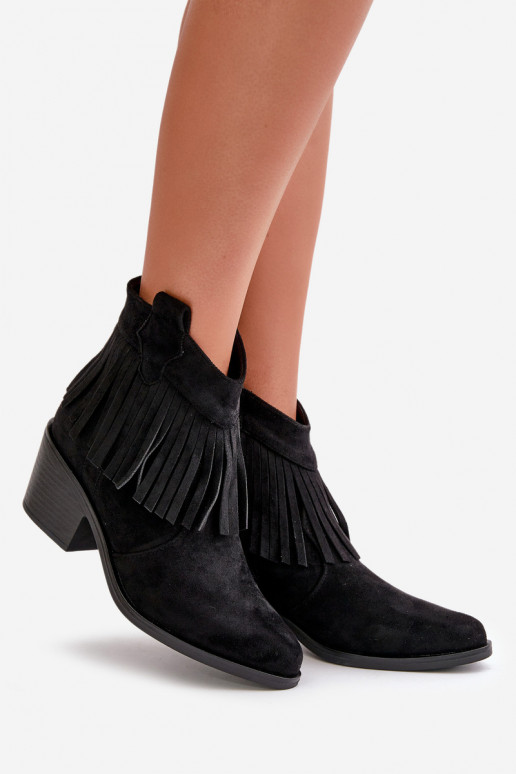 botas estilo vaquero Femenino Al castillo de gamuza ecológicaoAe de color negro S.Barski HY42-127