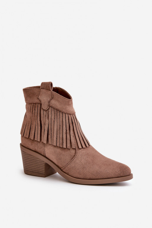 botas estilo vaquero Femenino Al castillo de gamuza ecológicaoAe color marrón S.Barski HY42-127