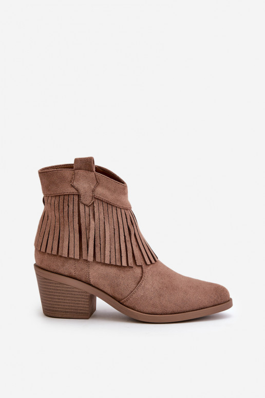 botas estilo vaquero Femenino Al castillo de gamuza ecológicaoAe color marrón S.Barski HY42-127