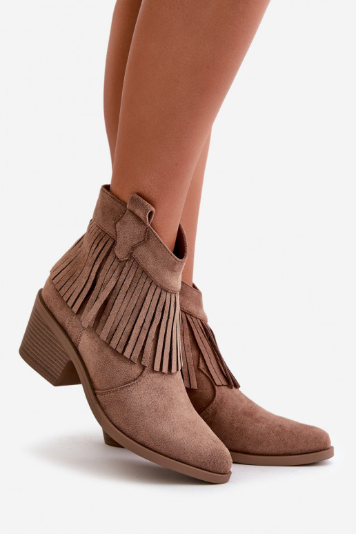 botas estilo vaquero Femenino Al castillo de gamuza ecológicaoAe color marrón S.Barski HY42-127