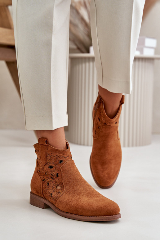 Botas de mujer con elementos calados Al castillo color marrón S.Barski HY42-081