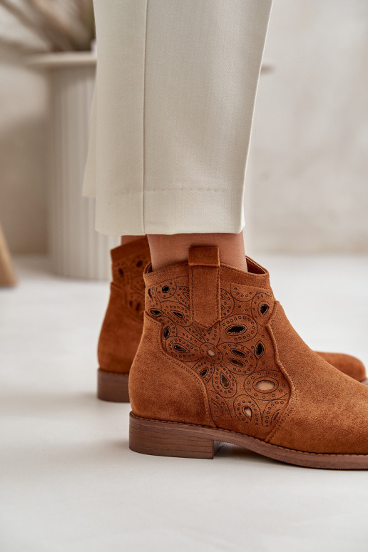 Botas de mujer con elementos calados Al castillo color marrón S.Barski HY42-081