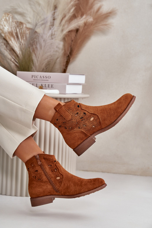 Botas de mujer con elementos calados Al castillo color marrón S.Barski HY42-081