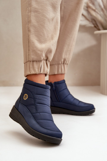 Botas de nieve Helis calentadas azul oscuro para mujer.