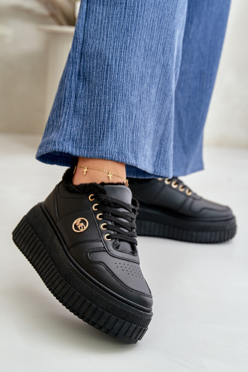 Zapatillas de deporte modelo calzado deportivo Mujer cálida con suelas masivas de moda color negro Verissha 2