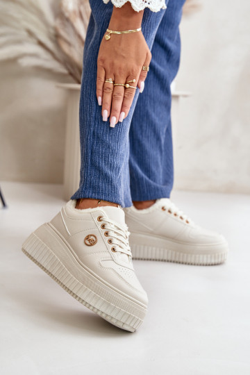 Zapatillas de deporte modelo calzado deportivo Mujer cálida con suelas masivas de moda beige Verissha