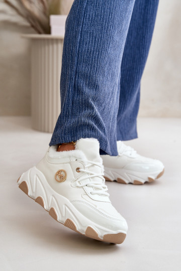 Deportivas de mujer con cordones calefactables con plataforma en color blanco Biaola