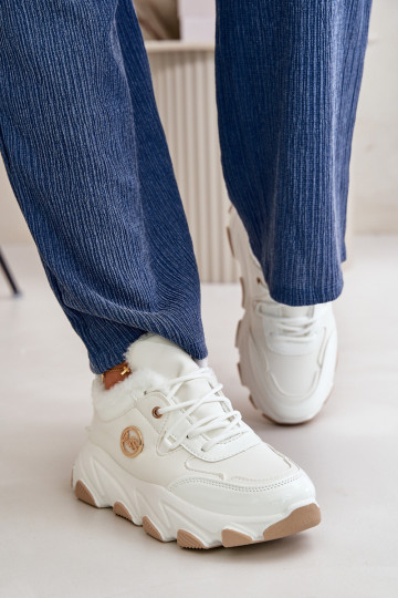 Deportivas de mujer con cordones calefactables con plataforma en color blanco Biaola 2