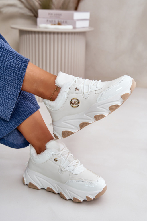 Femenino zapatillas con cordones calentamiento con una plataforma el color blanco Verioras Femenino zapatillas con cordones calentamiento con una plataforma el color blanco Verioras