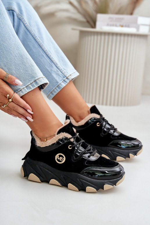 Femenino zapatillas con cordones calentamiento con una plataforma de color negro Verioras Femenino zapatillas con cordones calentamiento con una plataforma de color negro Verioras