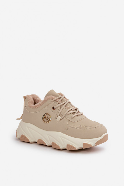 calentamiento zapatillas Femenino con cordones con una plataforma beige Bialoa calentamiento zapatillas Femenino con cordones con una plataforma beige Bialoa