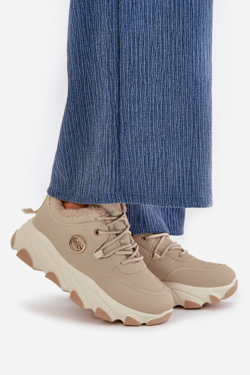 calentamiento zapatillas Femenino con cordones con una plataforma beige Bialoa calentamiento zapatillas Femenino con cordones con una plataforma beige Bialoa