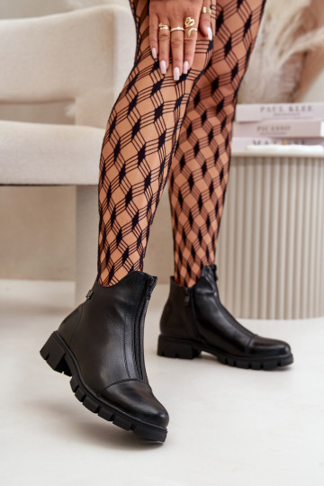 calentamiento Botas de mujer de cuero ecológico de color negro Verietta