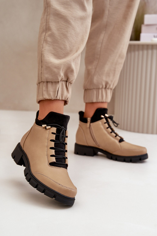 zapatos de tacón bajo para mujer calentamiento de cuero ecológico beige Erisabelle zapatos de tacón bajo para mujer calentamiento de cuero ecológico beige Erisabelle