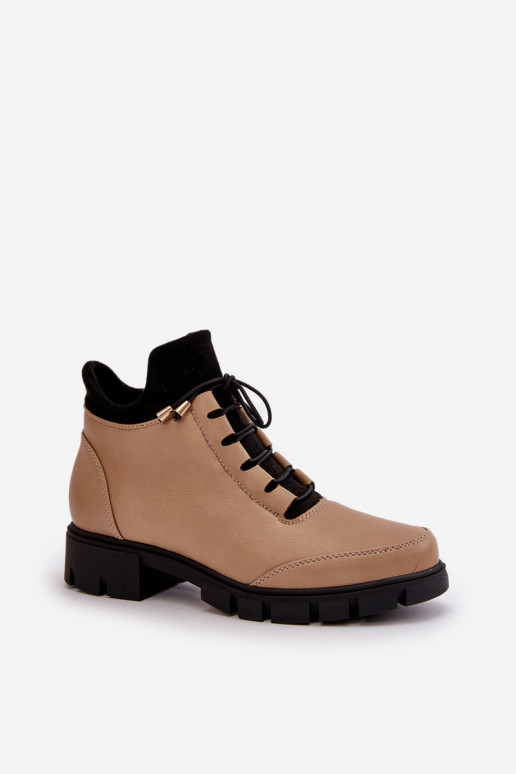 zapatos de tacón bajo para mujer calentamiento de cuero ecológico beige Erisabelle zapatos de tacón bajo para mujer calentamiento de cuero ecológico beige Erisabelle