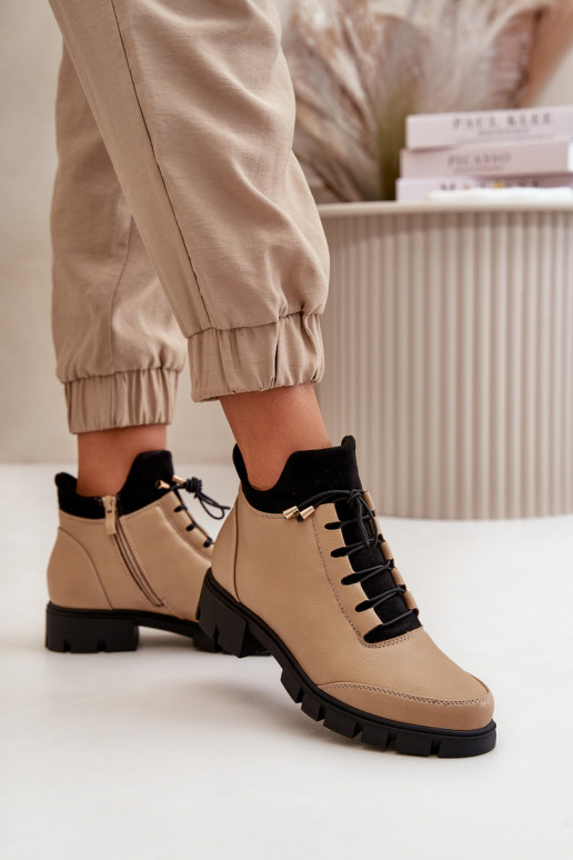 zapatos de tacón bajo para mujer calentamiento de cuero ecológico beige Erisabelle zapatos de tacón bajo para mujer calentamiento de cuero ecológico beige Erisabelle
