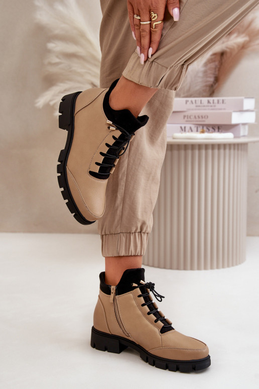 zapatos de tacón bajo para mujer calentamiento de cuero ecológico beige Erisabelle zapatos de tacón bajo para mujer calentamiento de cuero ecológico beige Erisabelle