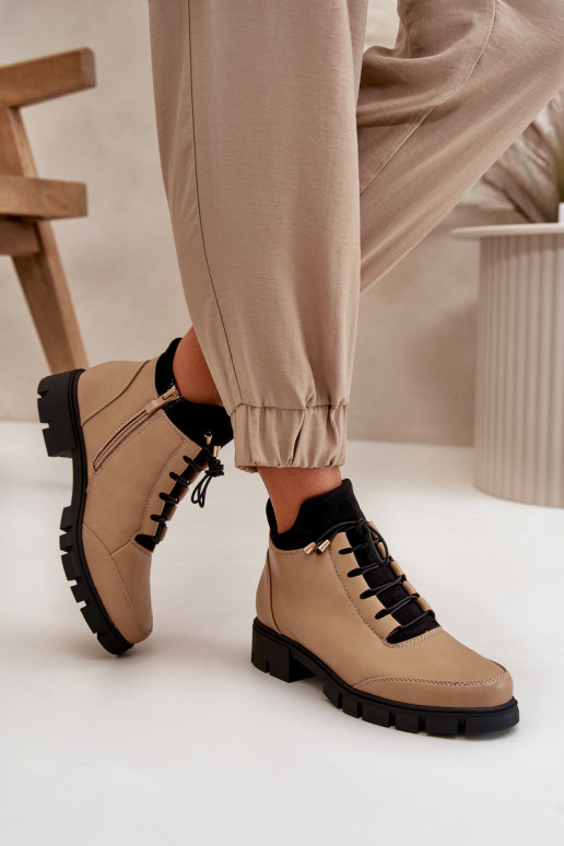 zapatos de tacón bajo para mujer calentamiento de cuero ecológico beige Erisabelle zapatos de tacón bajo para mujer calentamiento de cuero ecológico beige Erisabelle