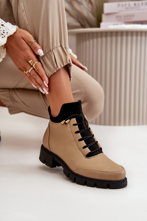 zapatos de tacón bajo para mujer calentamiento de cuero ecológico beige Erisabelle zapatos de tacón bajo para mujer calentamiento de cuero ecológico beige Erisabelle