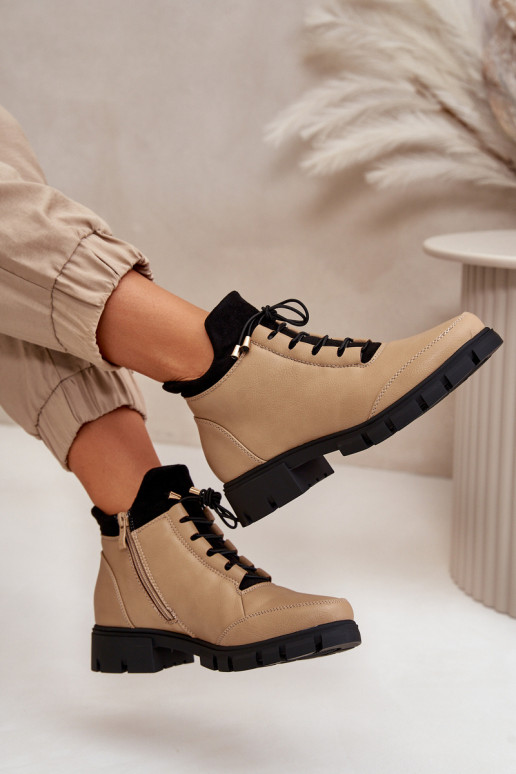 zapatos de tacón bajo para mujer calentamiento de cuero ecológico beige Erisabelle zapatos de tacón bajo para mujer calentamiento de cuero ecológico beige Erisabelle