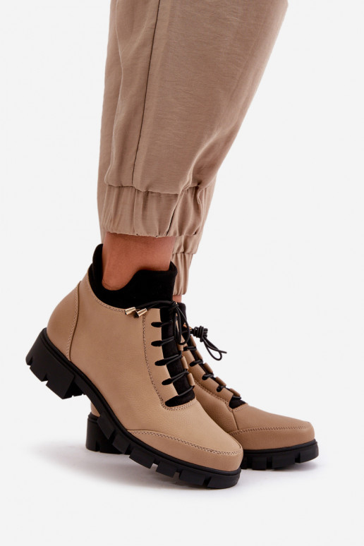 zapatos de tacón bajo para mujer calentamiento de cuero ecológico beige Erisabelle zapatos de tacón bajo para mujer calentamiento de cuero ecológico beige Erisabelle