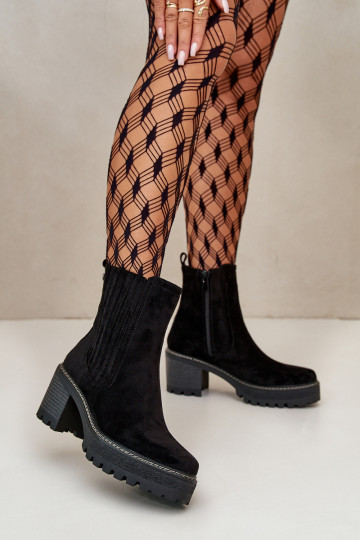 Botas de mujer Z confeccionadas en ante ecológico calentadas en color negro Nevitas