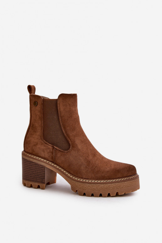 Botas de mujer calentamiento con tacones de gamuza ecológicaoAe color marrón Irissinae Botas de mujer calentamiento con tacones de gamuza ecológicaoAe color marrón Irissinae