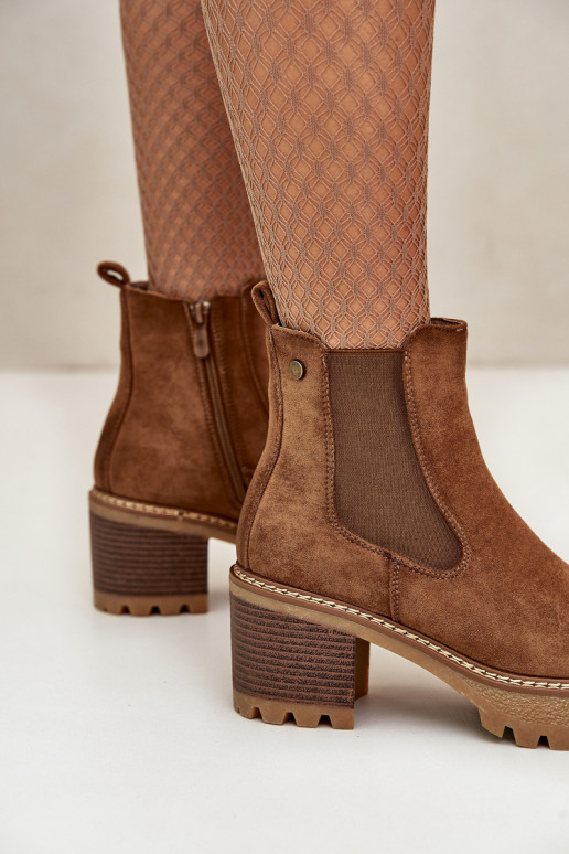 Botas de mujer calentamiento con tacones de gamuza ecológicaoAe color marrón Irissinae Botas de mujer calentamiento con tacones de gamuza ecológicaoAe color marrón Irissinae