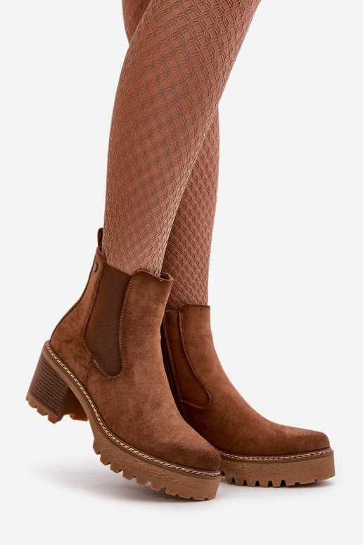 Botas de mujer calentamiento con tacones de gamuza ecológicaoAe color marrón Irissinae Botas de mujer calentamiento con tacones de gamuza ecológicaoAe color marrón Irissinae